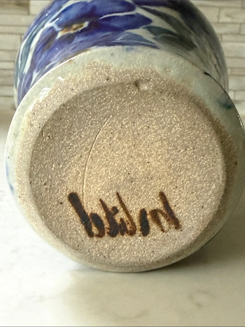 Studio Pottery Signed Stoneware Floral Vase